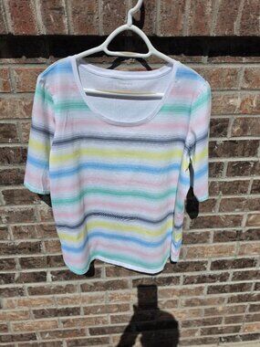 Lands' End Pastel Striped T-Shirt Size XL